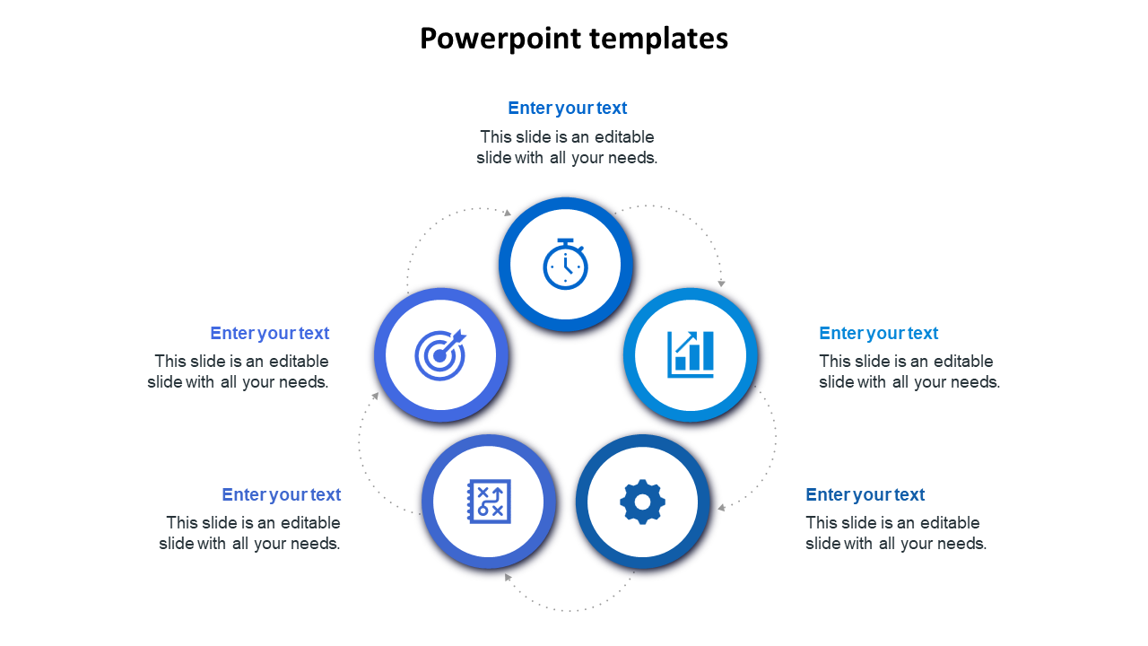 Free - Creative PowerPoint Templates With Five icons and Nodes